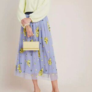 NWT Anthropologie x Delpozo Embellished Tulle Midi Skirt